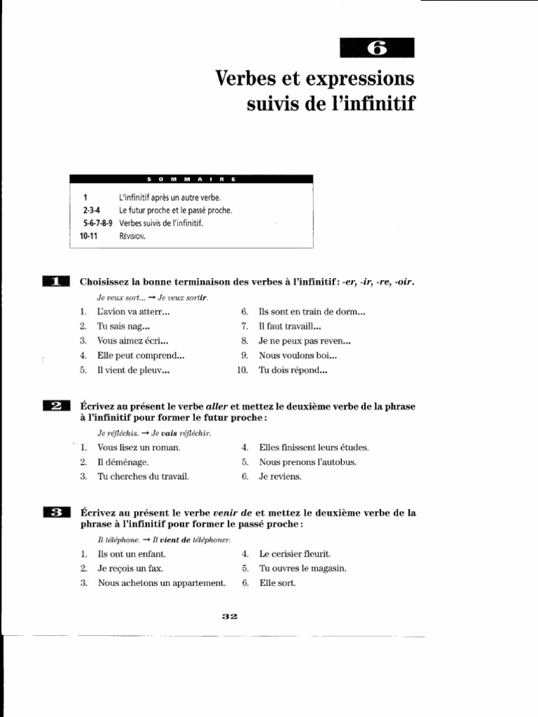 6 Verbes Expressions Suivis Infinitif | PDF