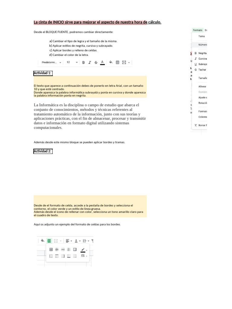 Formato y Estilos en Excel: Guía Práctica | PDF | Informática | Información