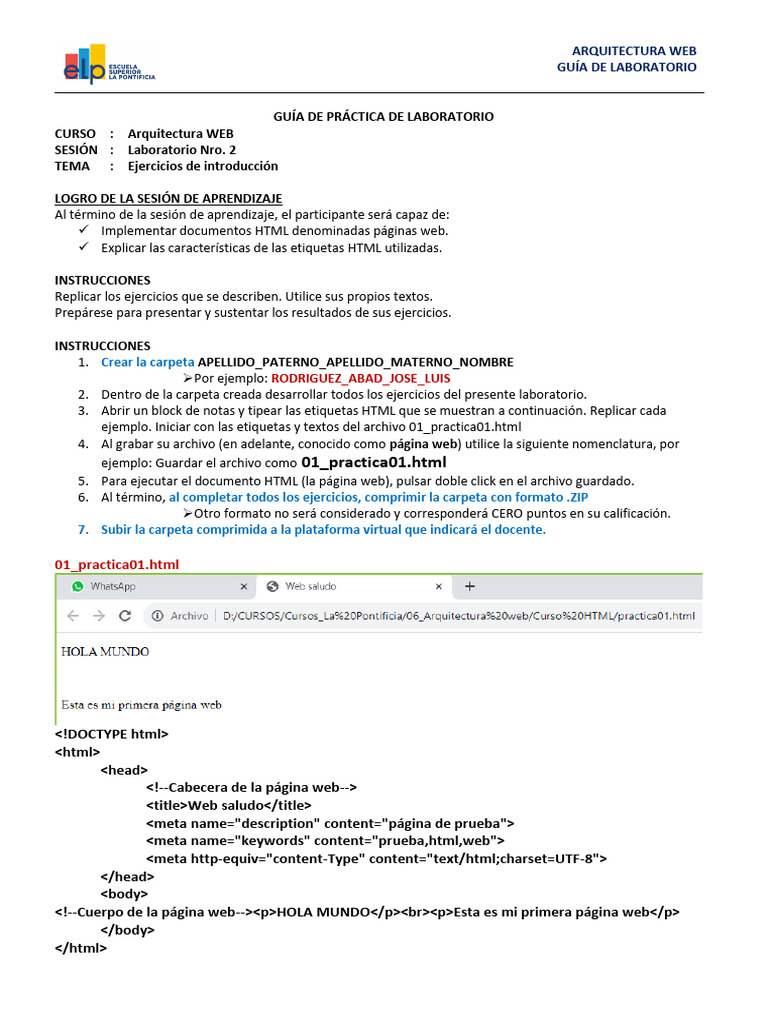 S02 - GUIA DE LAB - Ejercicios Basicos HTML | PDF | HTML | Red mundial