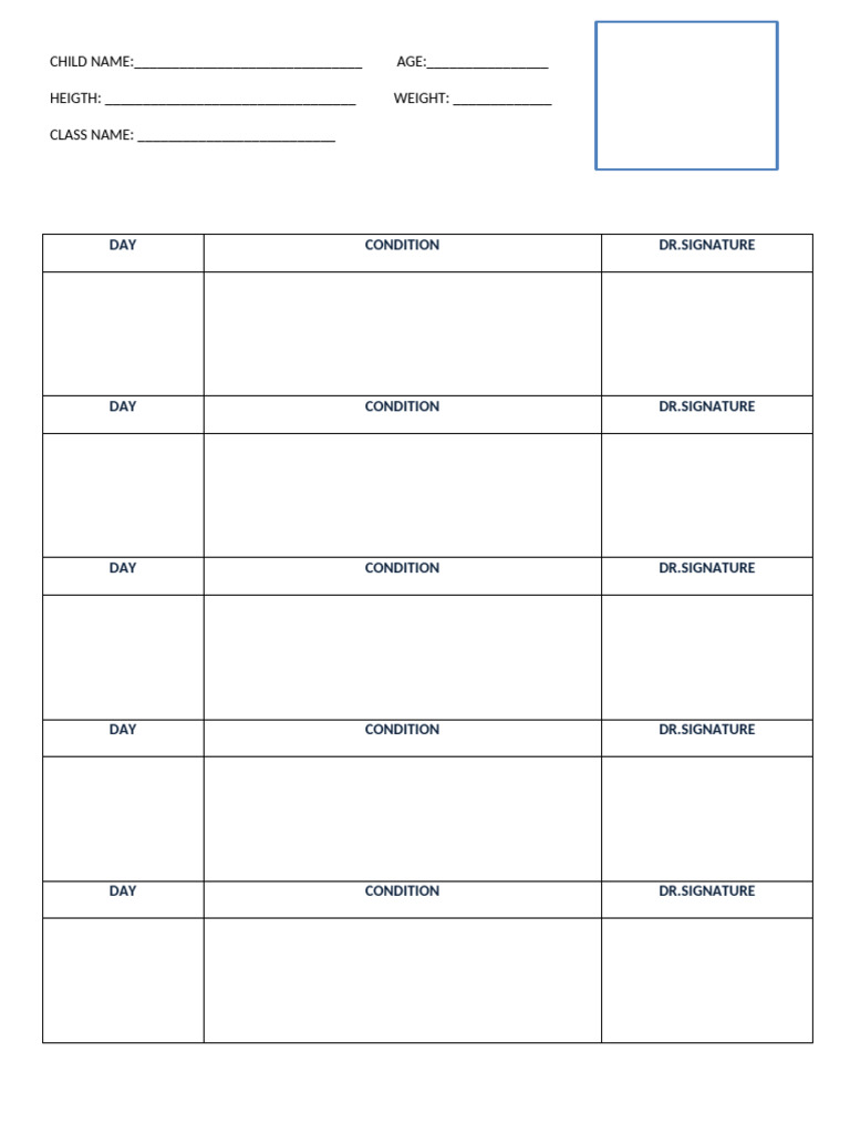 Doctor's Chart for Child Monitoring | PDF