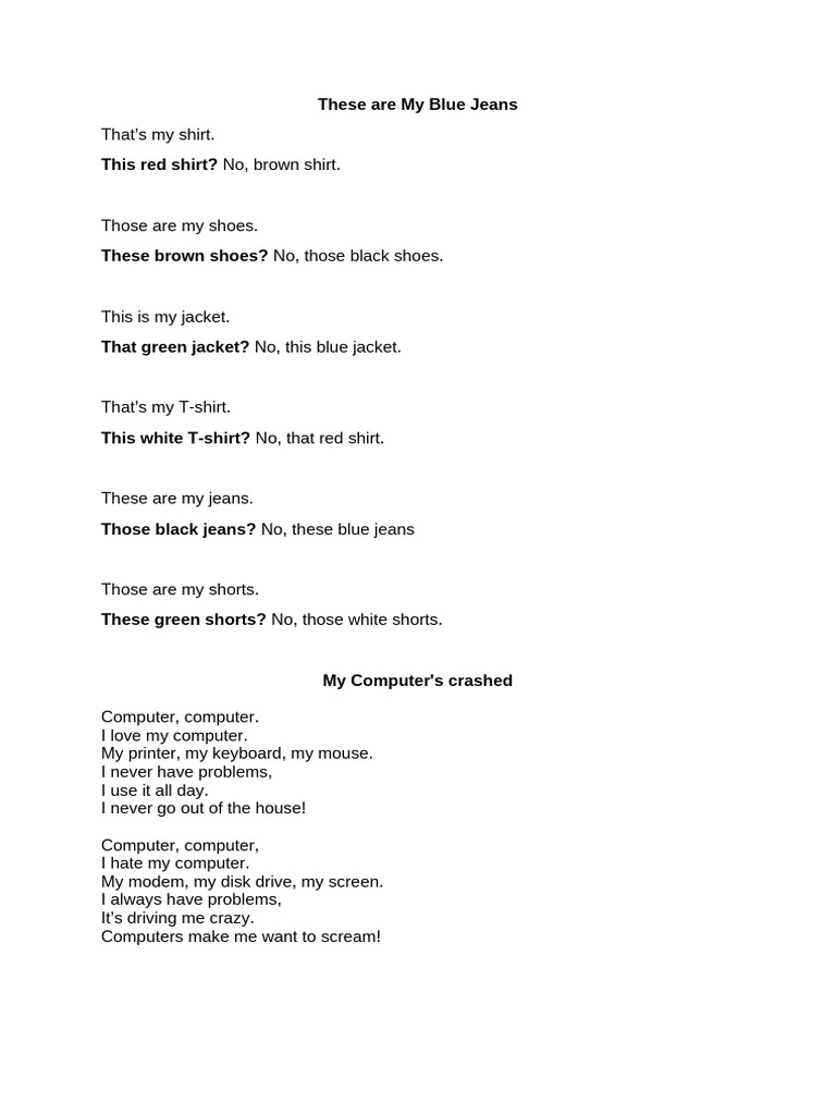 Jazz Chants | PDF