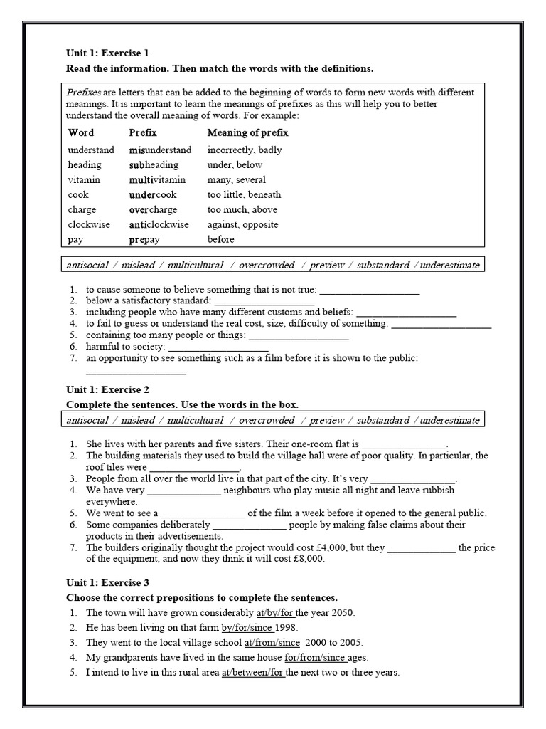 Unit 1 - Grammar - Vocabulary | PDF