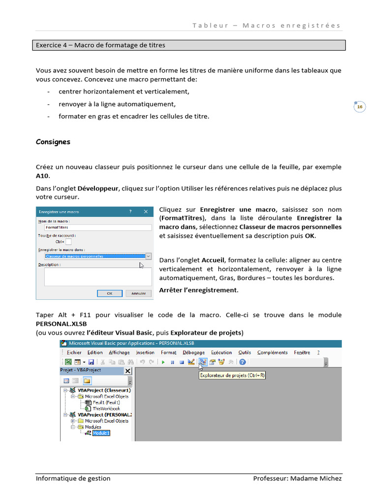 Macro pour centrer les titres Excel | PDF | Microsoft Excel | Informatique