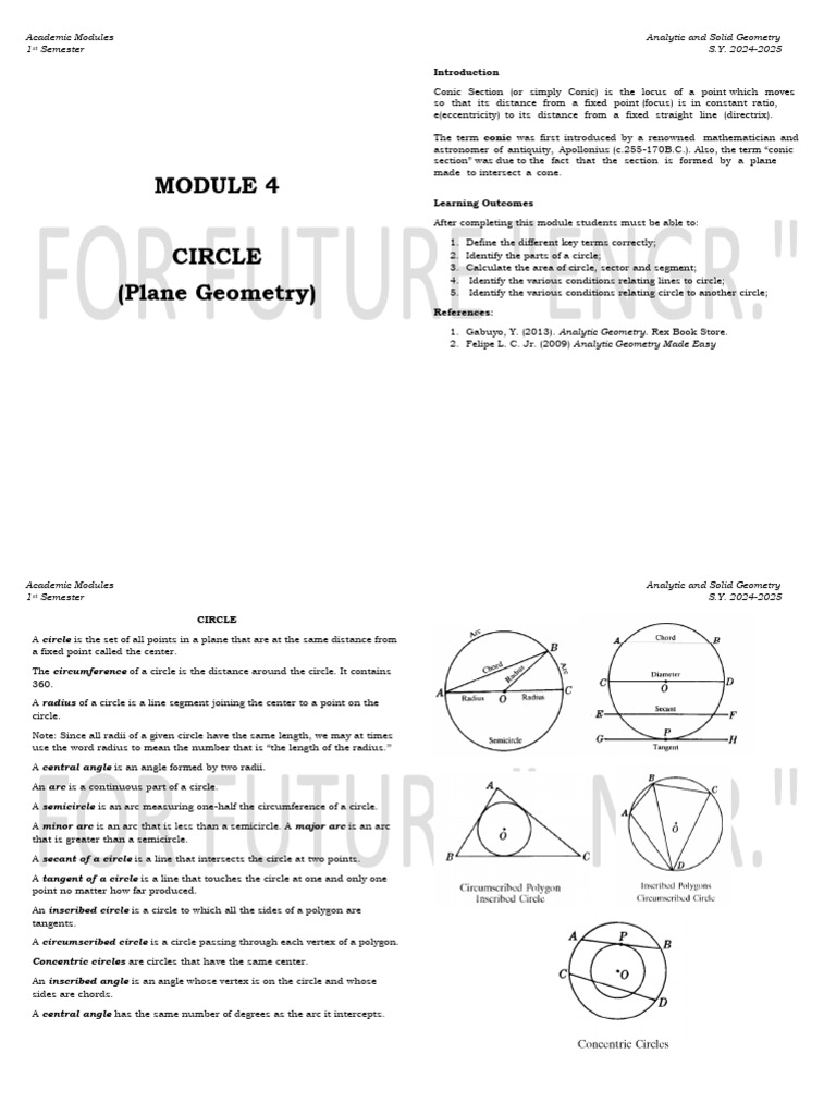 Circle Properties and Formulas Guide | PDF | Circle | Tangent