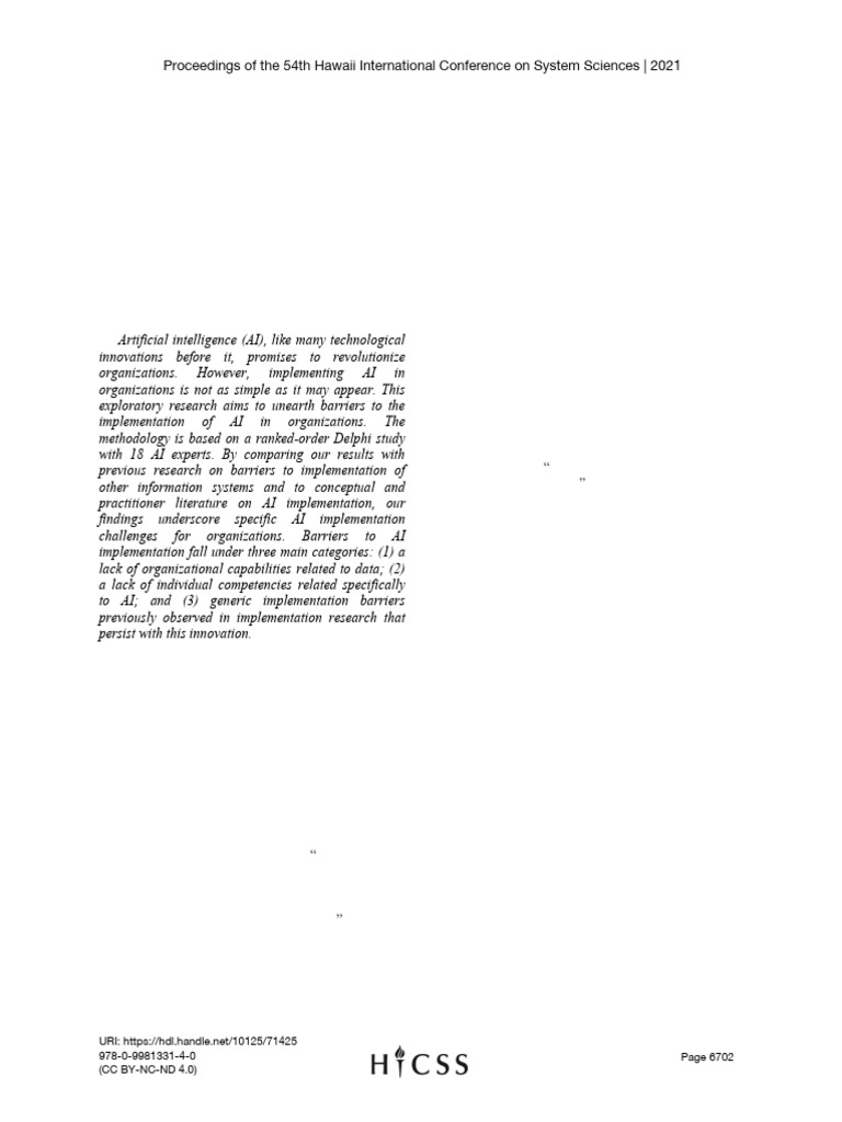 Barriers to AI Implementation in Organizations | PDF | Artificial ...
