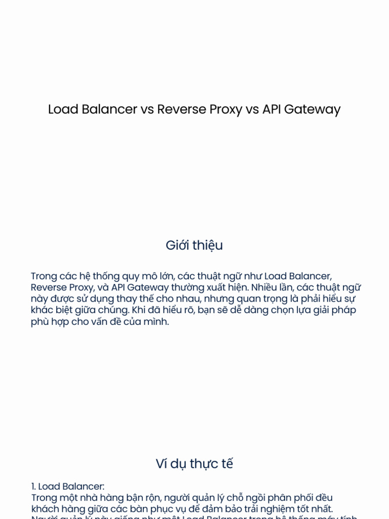 Load Balancer vs Reverse Proxy vs API Gateway | PDF