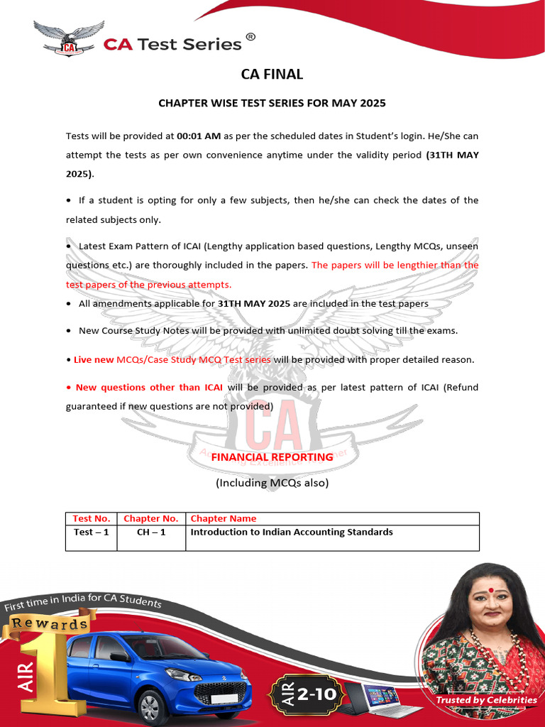 CA Final Test Series May 2025 | PDF | Taxes | Value Added Tax