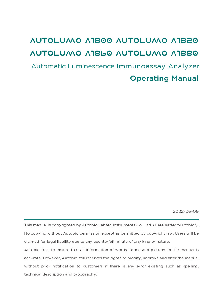 AutoLumo A1860 Operating Manual | PDF | Electromagnetic Interference ...
