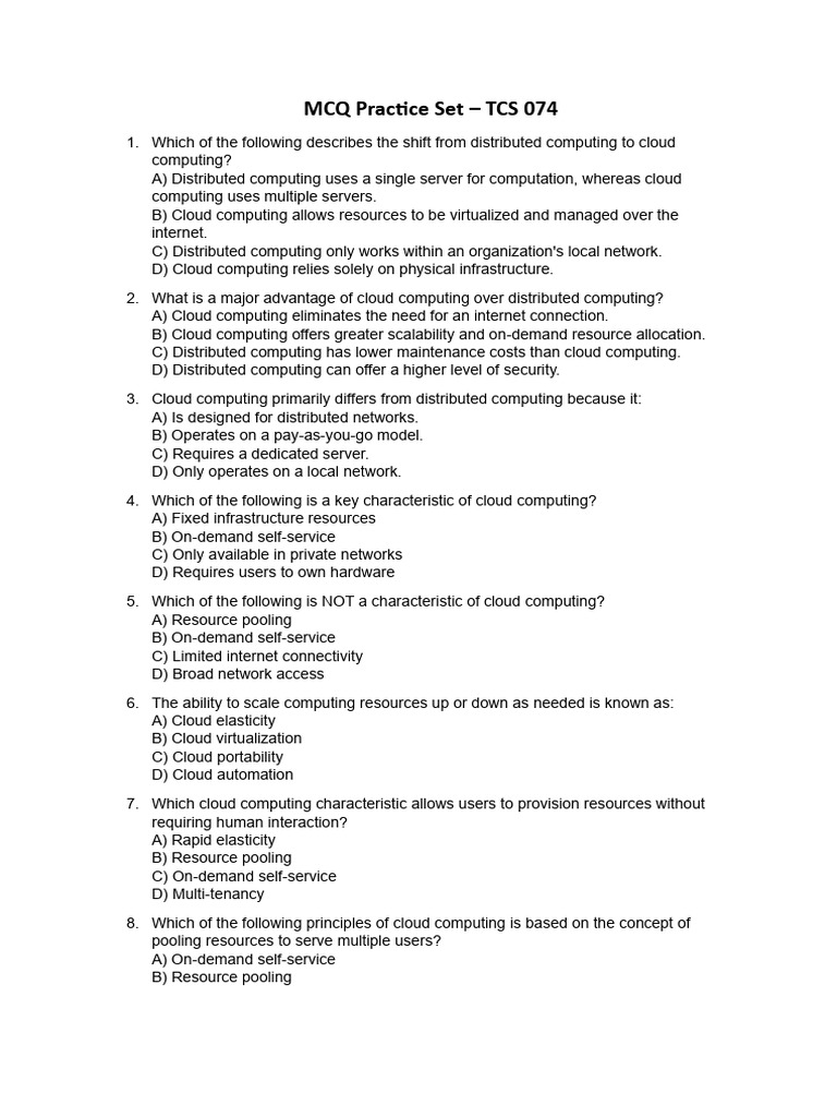 Practice set mcq tcs 074 pdf cloud computing software as a service