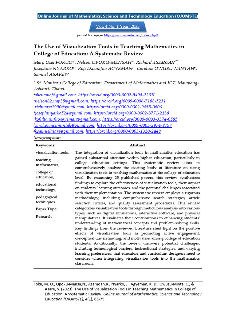 Visualization Tools in College Math Teaching | PDF | Visualization ...