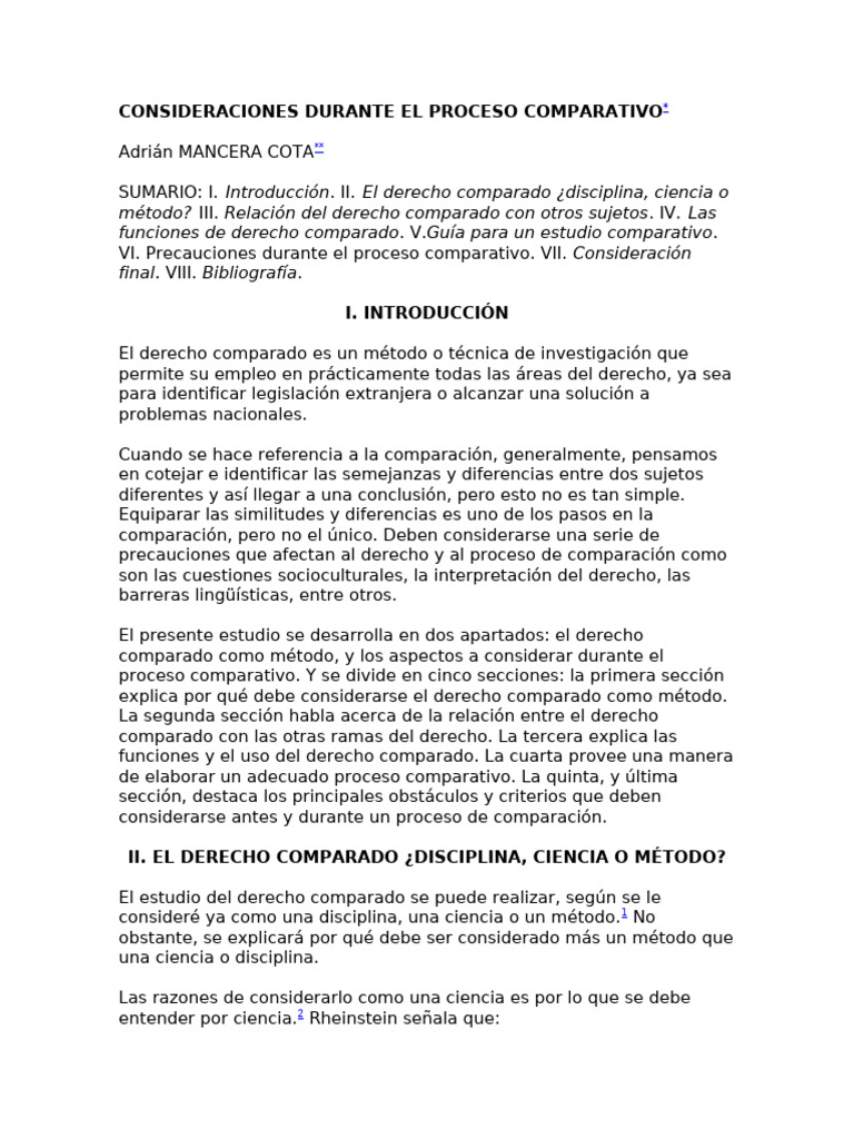 Consideraciones en Derecho Comparado | PDF | Ley comparativa | Institución