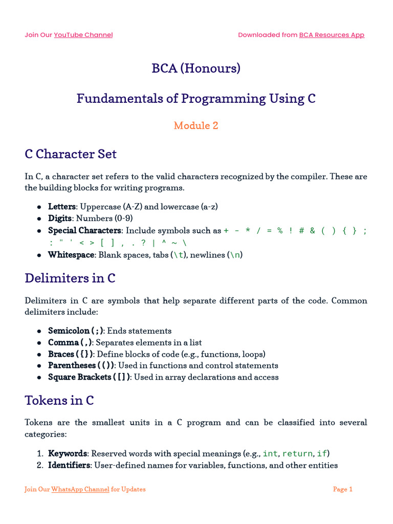 BCA Resources - C Mod 2 | PDF | Pointer (Computer Programming) | Data Type