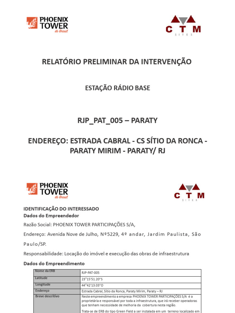 Relatório da ERB RJP_PAT_005 em Paraty | PDF