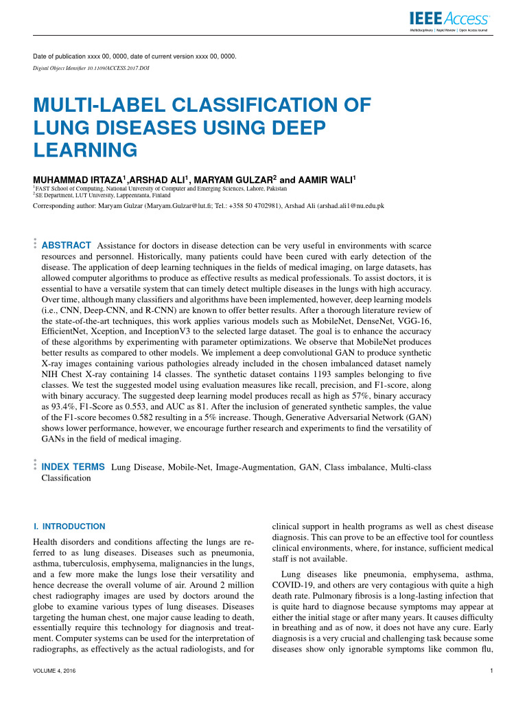 Deep Learning for Multi-Label Lung Disease Classification | PDF | Deep ...