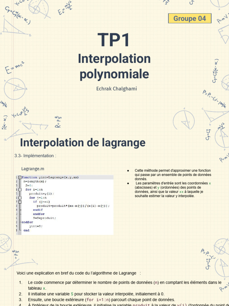 TP1 Interpolation polynomiale (1) | PDF | Polynôme | Interpolation