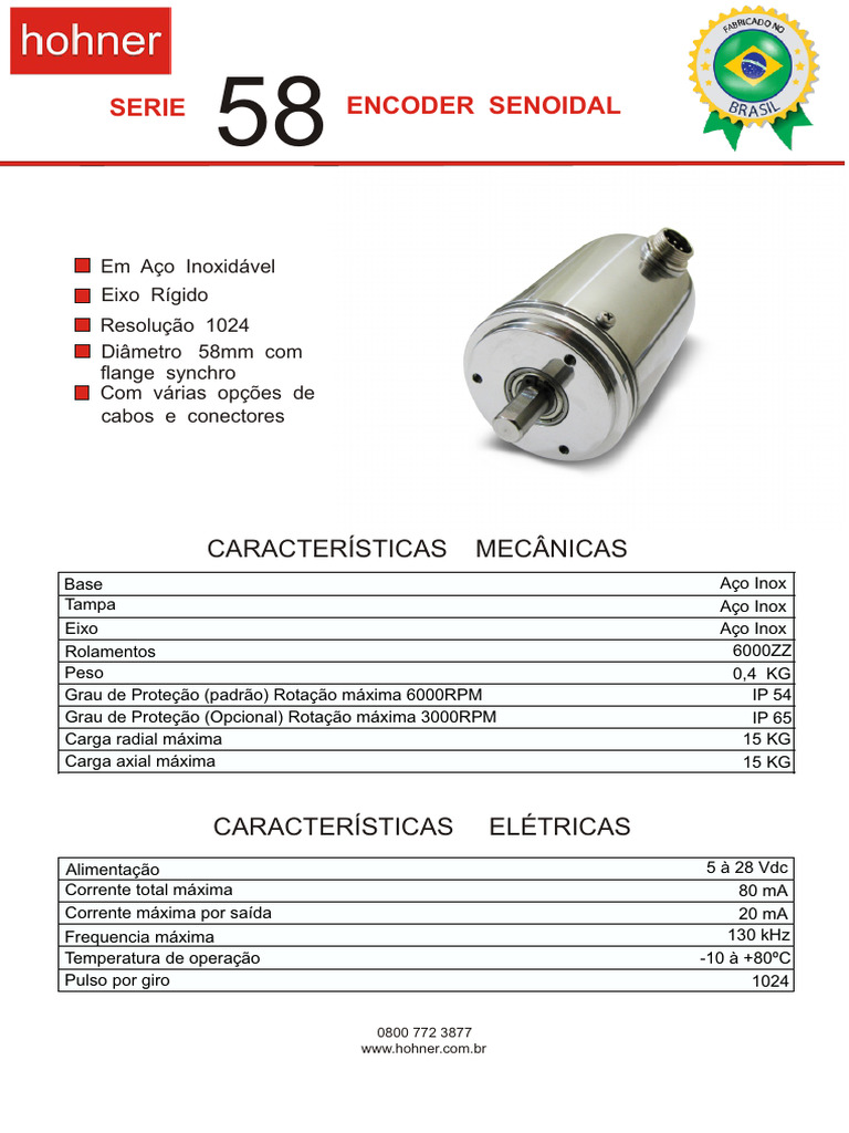 Encoder Senoidal 58mm: Especificações | PDF