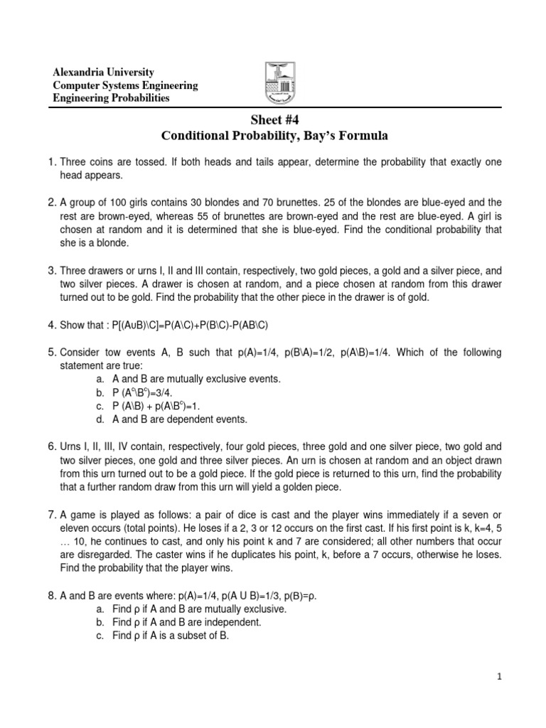 Sheet 4 | PDF | Probability | Probability Theory