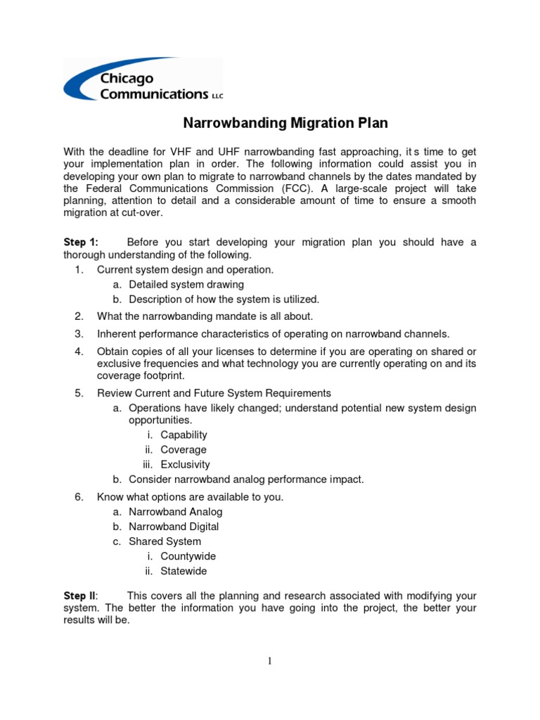 Narrowbanding Migration Plan Guide | PDF | Federal Communications ...
