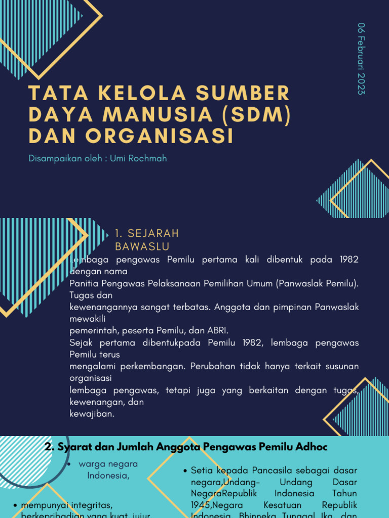 Tata Kelola SDM dan Pengawasan Pemilu | PDF