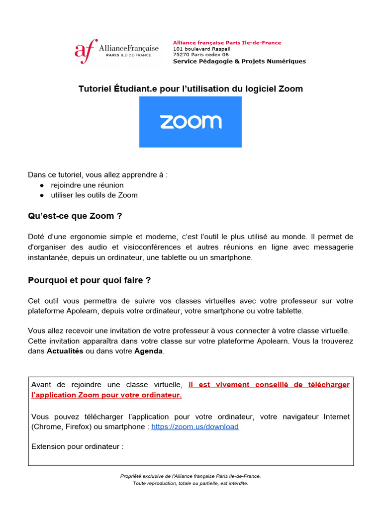 Tutoriel Zoom pour étudiants Apolearn | PDF | Application | Android ...