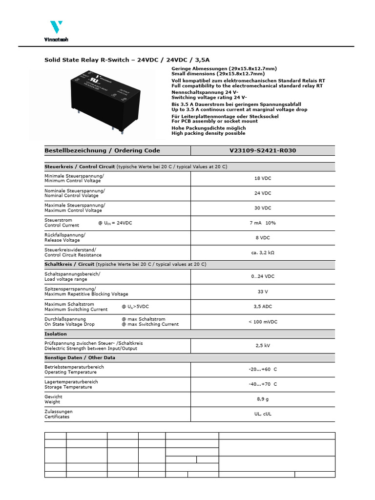 Vincotech - V23109 S2421 R030 03 14 | PDF