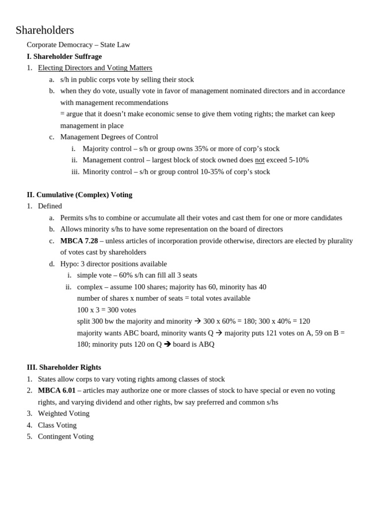 Shareholder Notes | PDF | Stocks | Shareholders