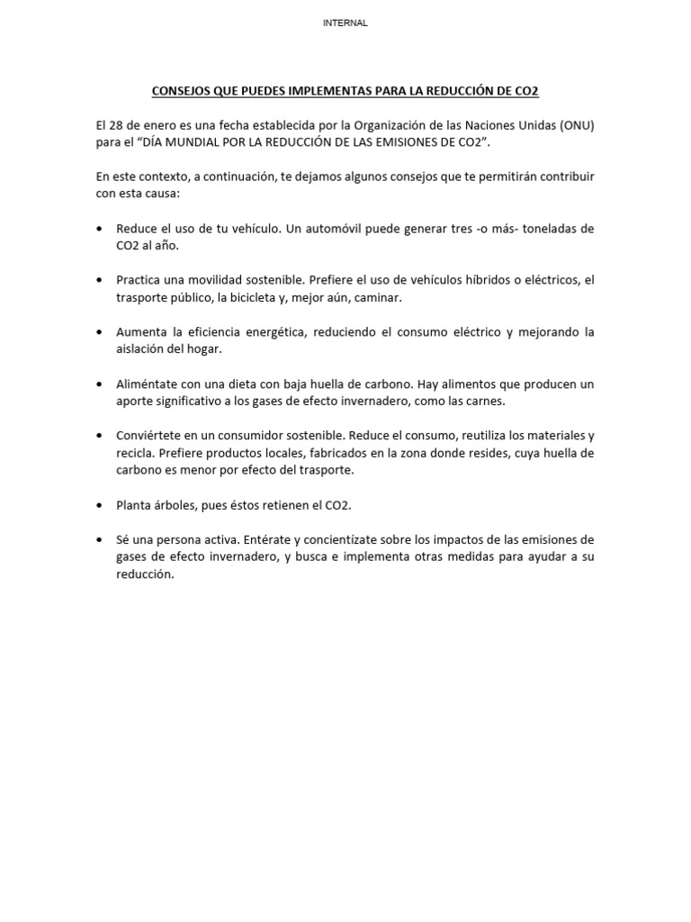 Consejos para Reducir Emisiones de CO2 | PDF