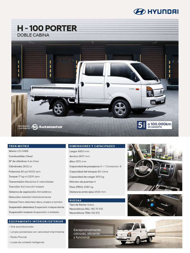 Hyundai H-100 Doble Cabina Especificaciones | PDF