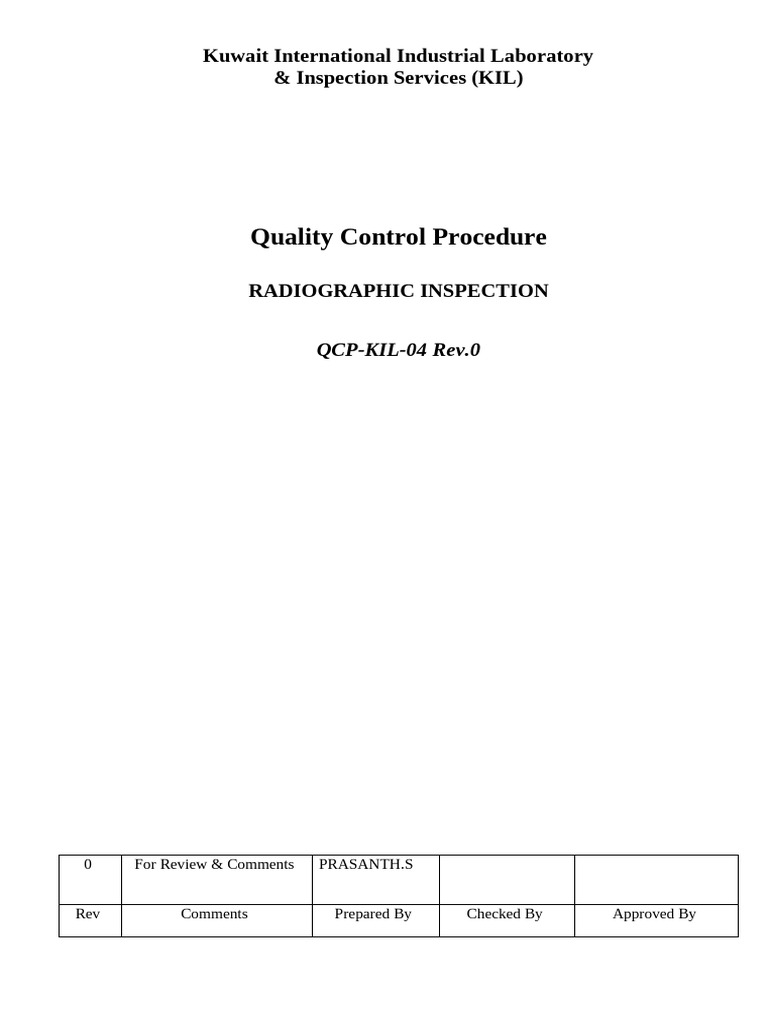 Radiographic Inspection Quality Control Guide | PDF | Radiography ...