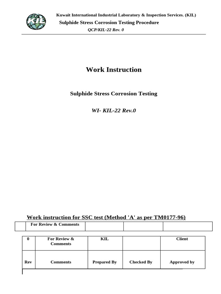 SSC As Per Method A Using Tensile Type specimen-KIL | PDF | Corrosion ...