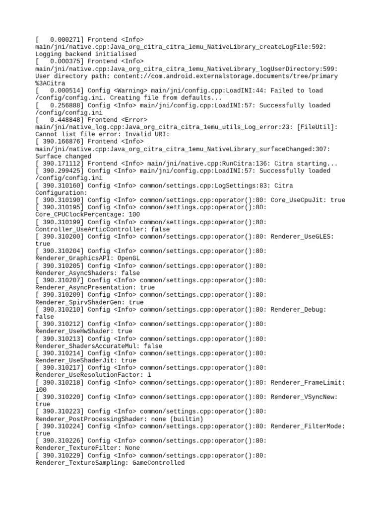 Citra Emulator Log Analysis Report | PDF | Computing | Computer ...