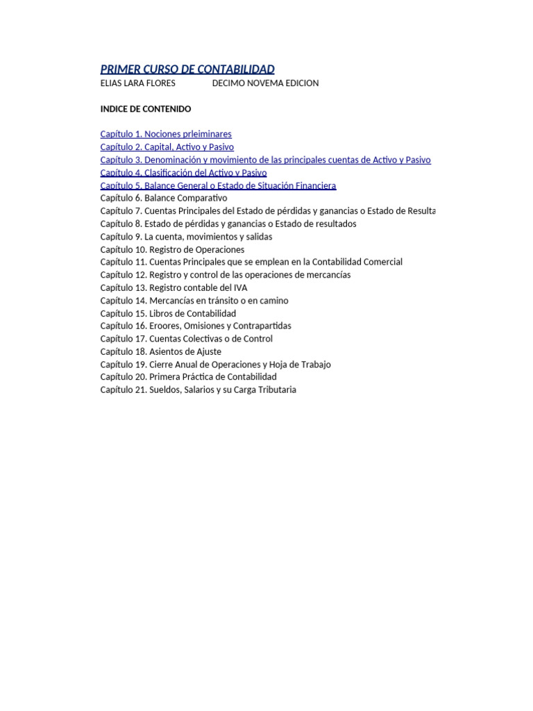 Primer Curso de Contabilidad - Elías Lara | PDF | Contabilidad | Bancos