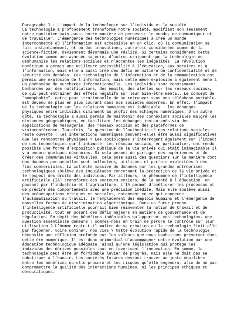 Impact de la technologie sur la société | PDF | Intelligence ...