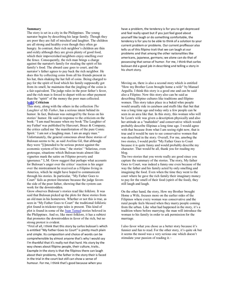 My Father Goes to Court Sum