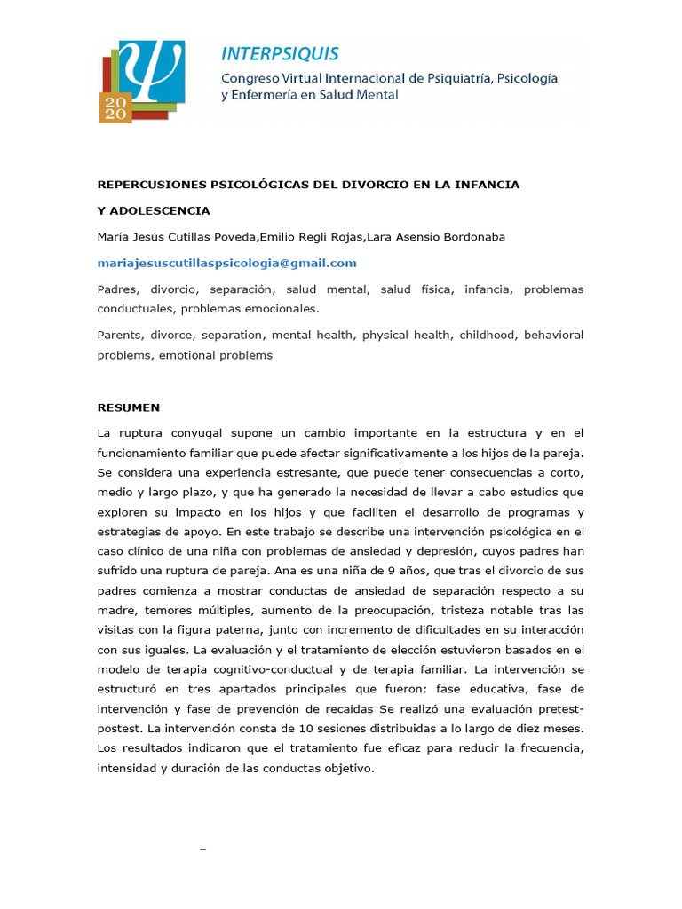 Impacto del Divorcio en Niños y Adolescentes | PDF | Ansiedad ...