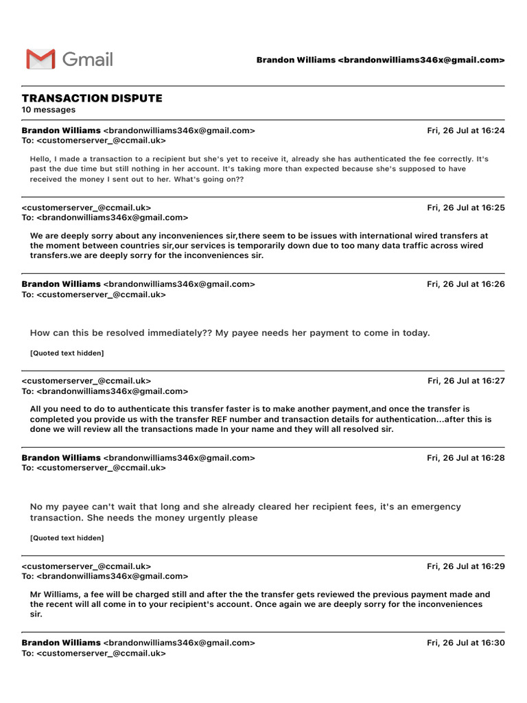 Transaction Dispute Pdf Payments Money