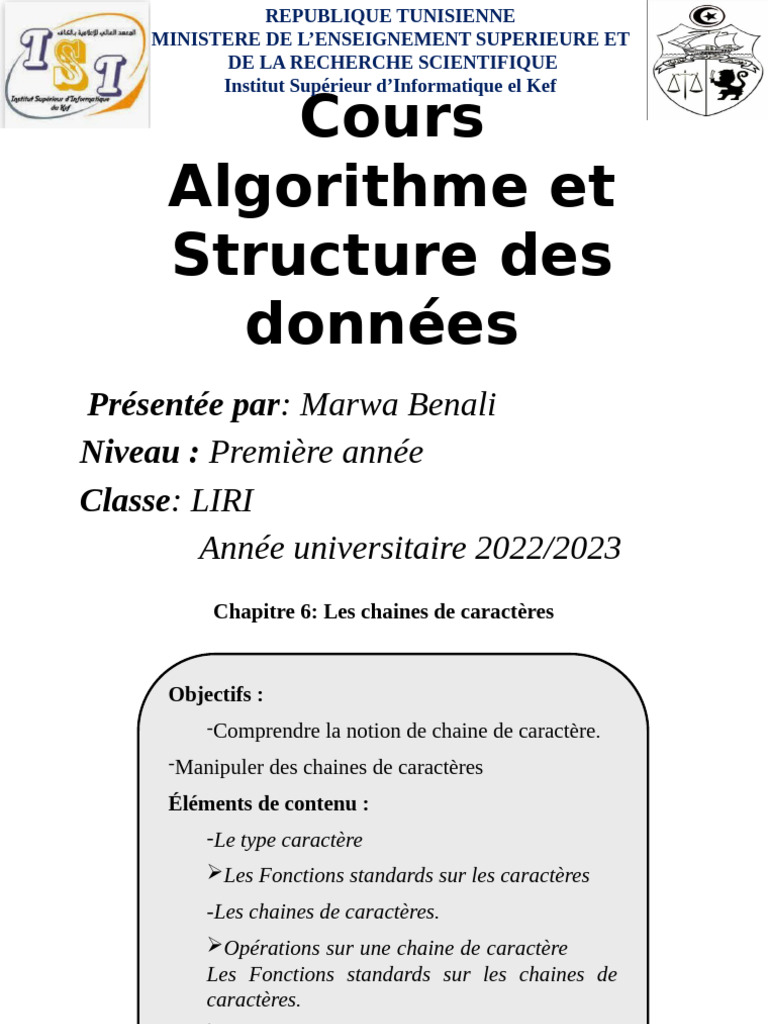 Manipulation des chaînes de caractères | PDF | Chaîne de caractères ...