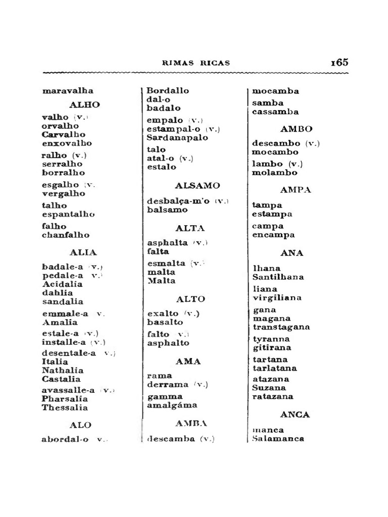 Rimas Ricas: Lista de Palavras e Significados | PDF