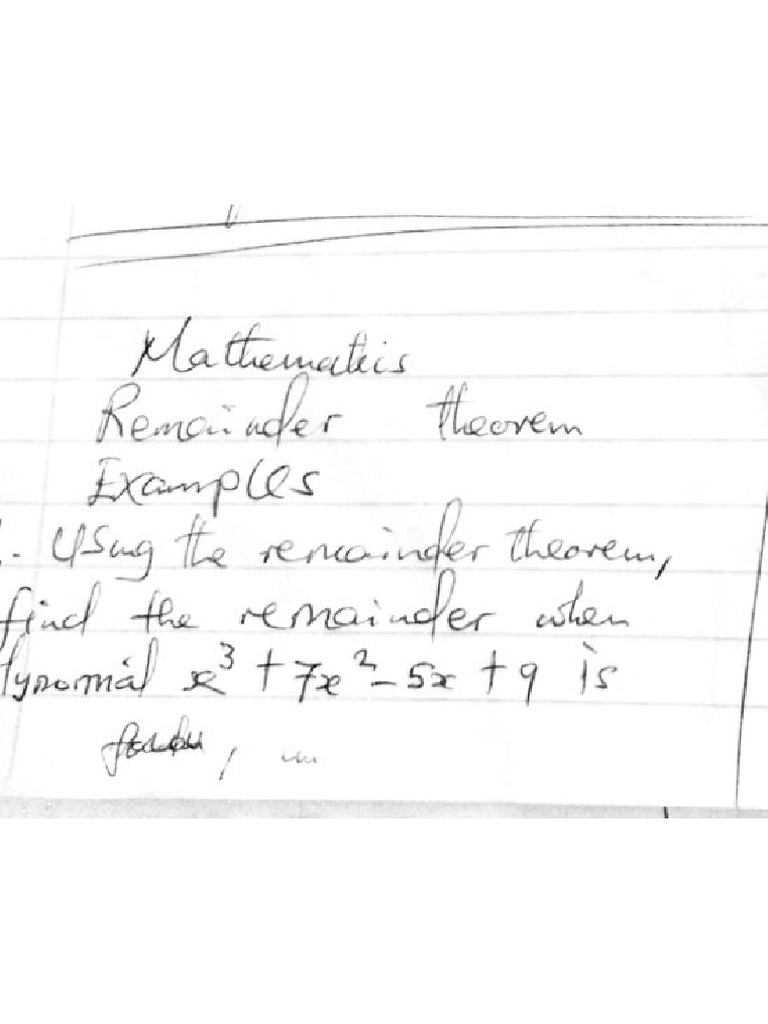 Remainder Theorem Pdf