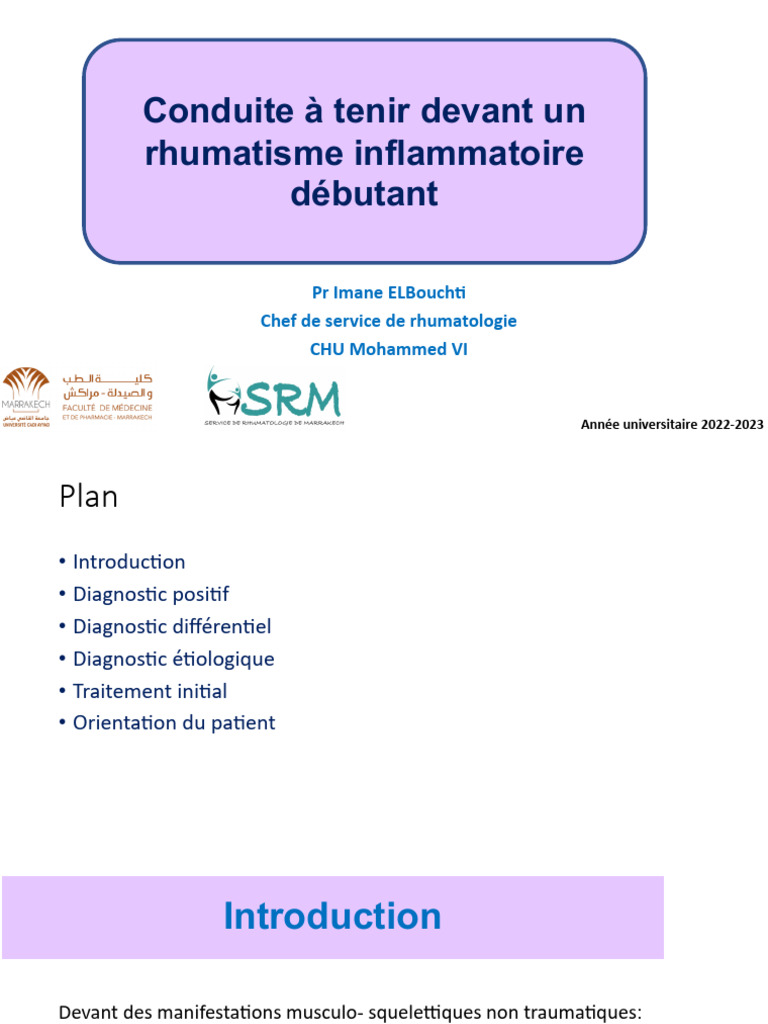 1-CAT Rhumatisme Inflammatoire Débutant | PDF | Arthrose | Polyarthrite ...