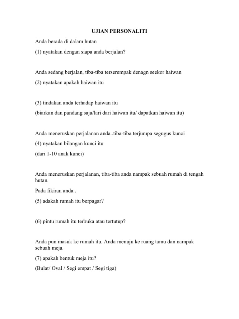 Ujian Personaliti Pdf