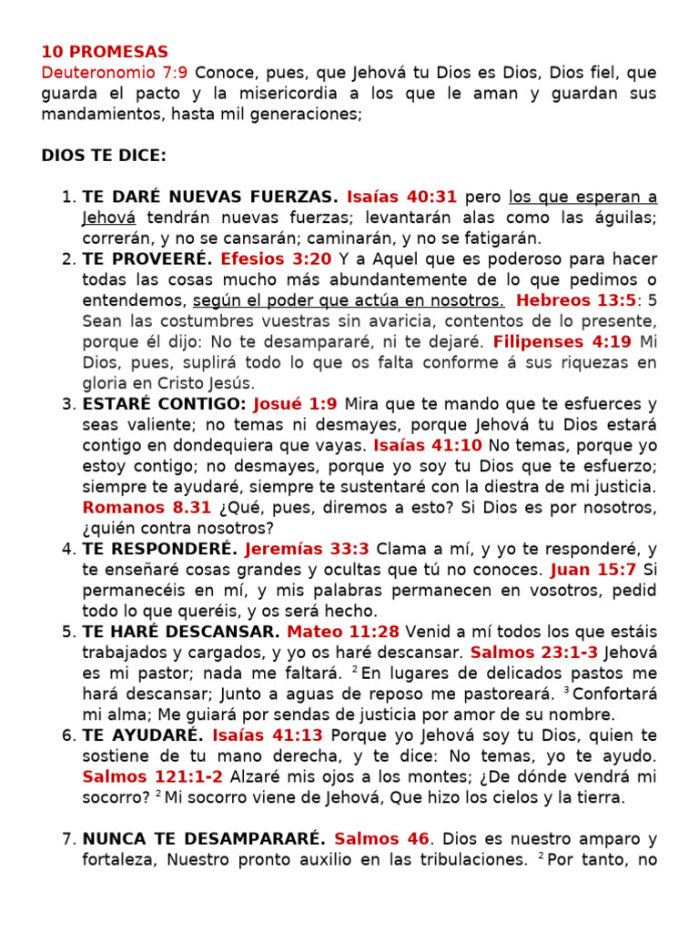 10 Promesas de Dios para Ti | PDF | Amor | Jacob