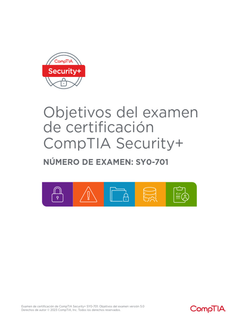 Objetivos del Examen CompTIA Security+ SY0-701 | PDF | Comp Tia | La ...