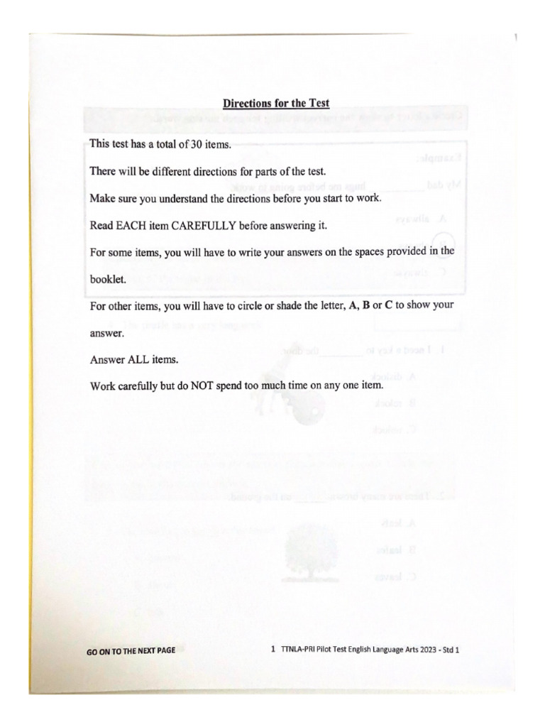 STD 1 Nla ELA B | PDF