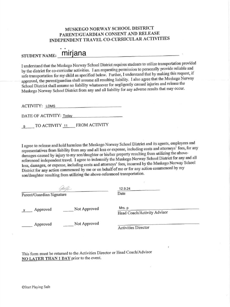 Image showcasing Parent Permission To Drive | PDF