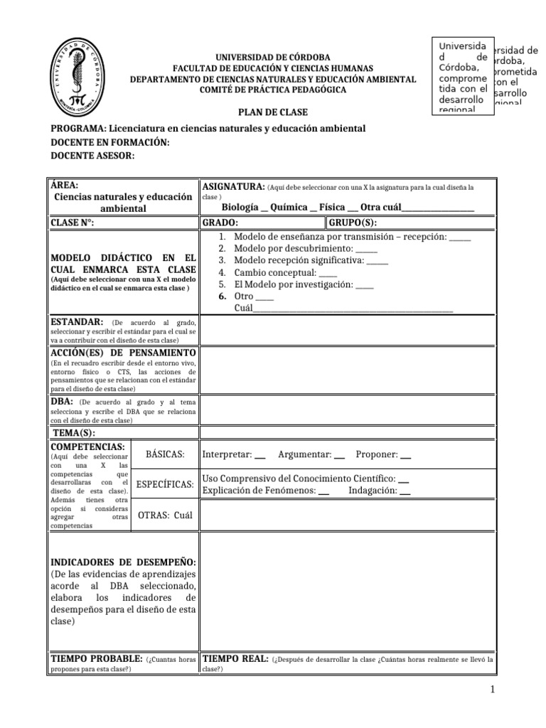 Plan de Clase Ciencias Naturales | PDF | Maestros | Science