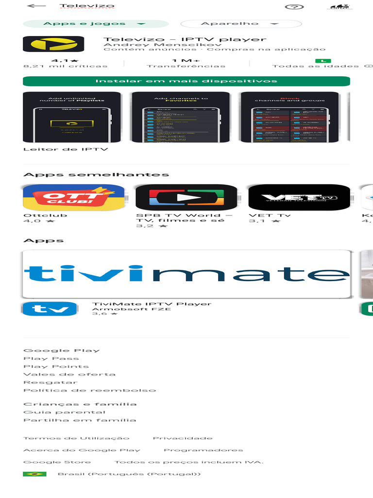 Televizo: Player IPTV no Google Play | PDF