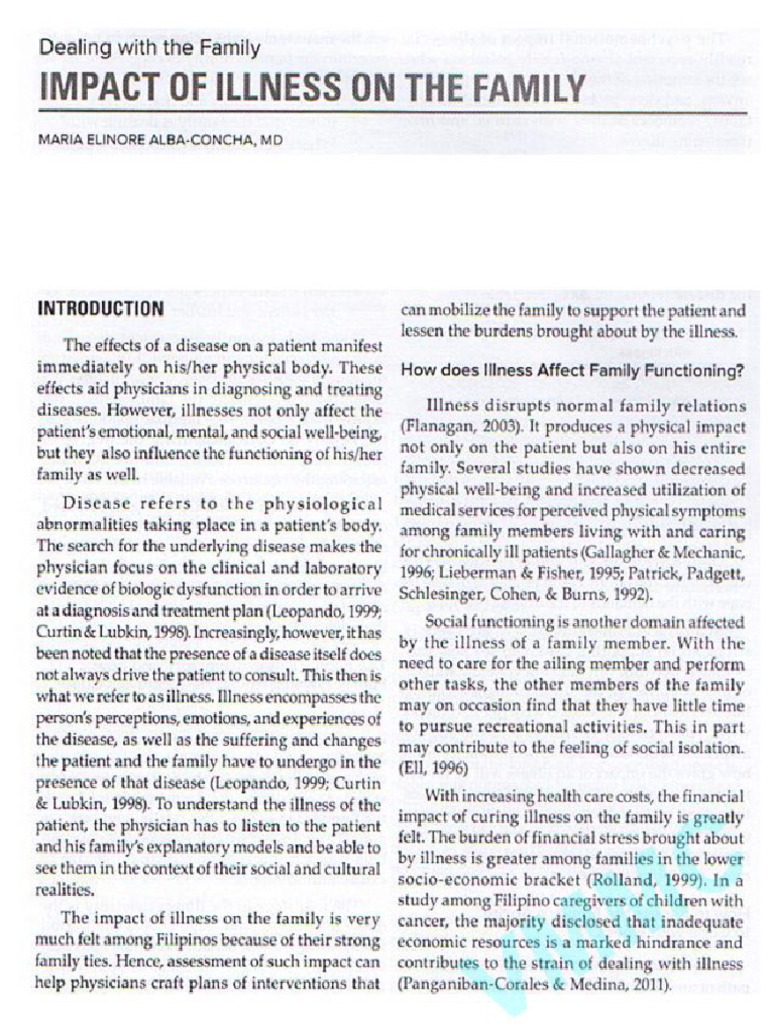 Impact of Illness on Family Dynamics | PDF | Physician | Health Sciences