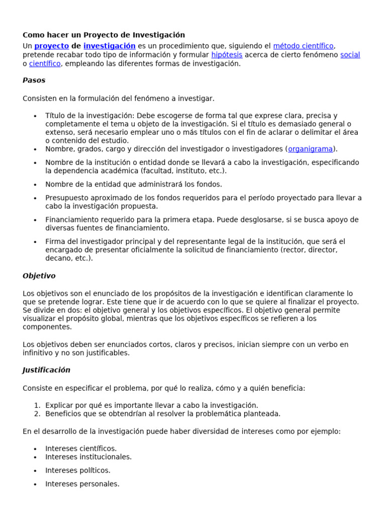Como Hacer Un Proyecto de Investigacion | PDF | Teoría | Método científico