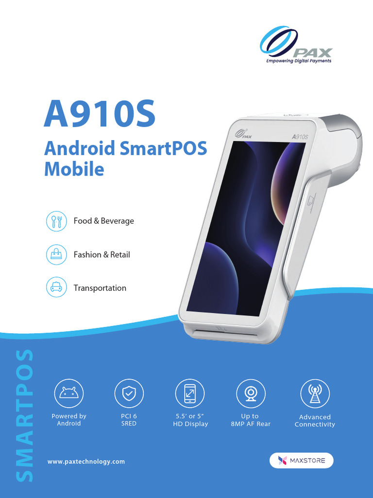 A910S SmartPOS Specifications Overview | PDF | Emv | Bluetooth